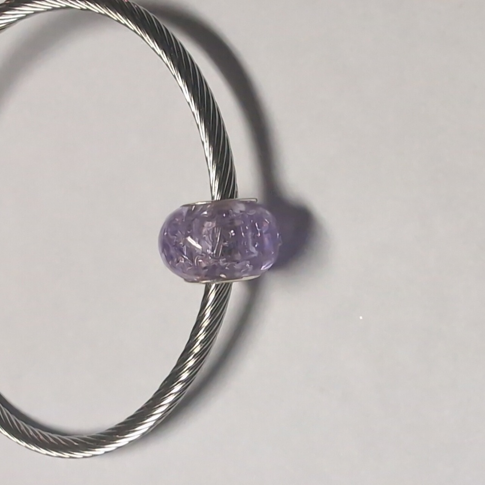 Purple "Crushed‎ Glass" Charm for Pandora Style Bracelet